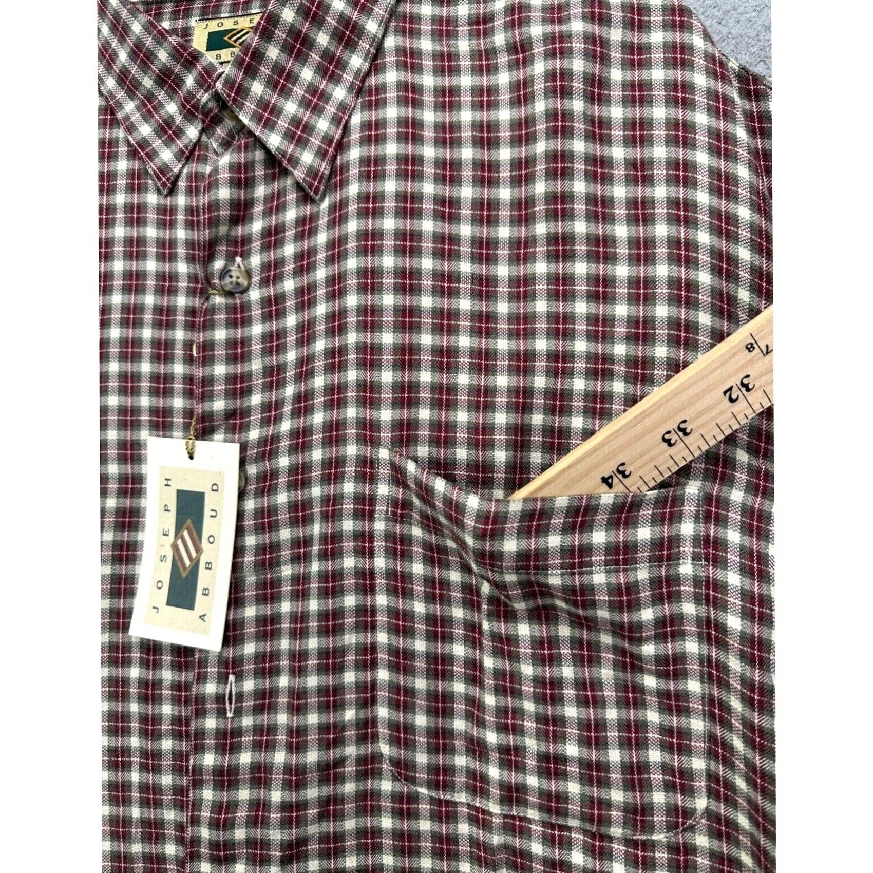 Joseph Abboud Joseph Abboud Mens Large Red Green Plaid Button Up Long Sleeve Pocket Shirt NEW Size US L / EU 52-54 / 3 - 7 Thumbnail