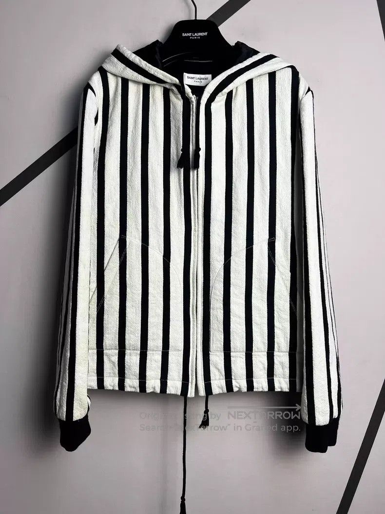 Saint Laurent Paris Saint Laurent Paris Black and White Striped Hooded Thin Co Size US M / EU 48-50 / 2 - 1 Thumbnail