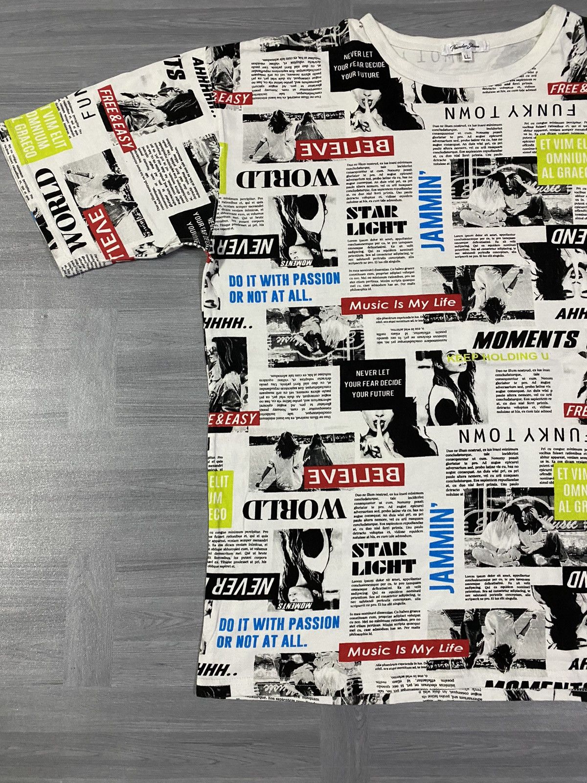 Japanese Brand Thunder Storm Newspaper Headlines Tees Size US XL / EU 56 / 4 - 5 Thumbnail