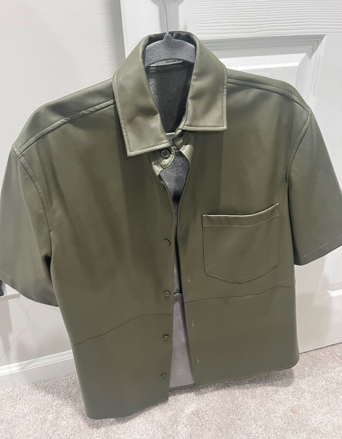 Zara Green faux leather shirt | Grailed