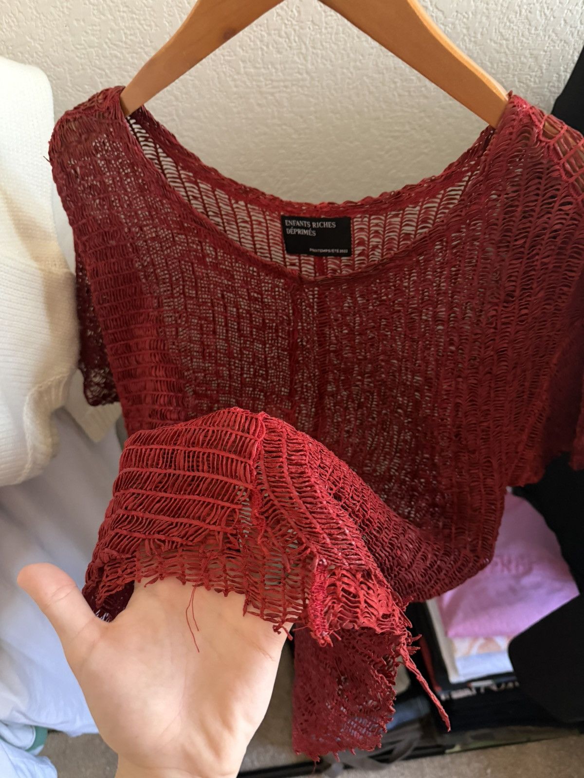 Enfants Riches Deprimes ERD Red Leather Mesh Woven Tee Size US L / EU 52-54 / 3 - 3 Thumbnail