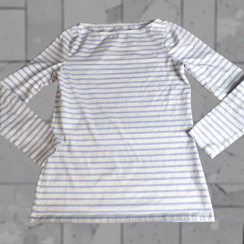 Vintage Ann Mashburn Womens Top Small White Blue Breton Stripe 100% Cotton Shirt Blouse Regular Womens Size S White Breton Stripe 100% Cotton VINTAGE? No Size S / US 4 / IT 40 - 1 Thumbnail