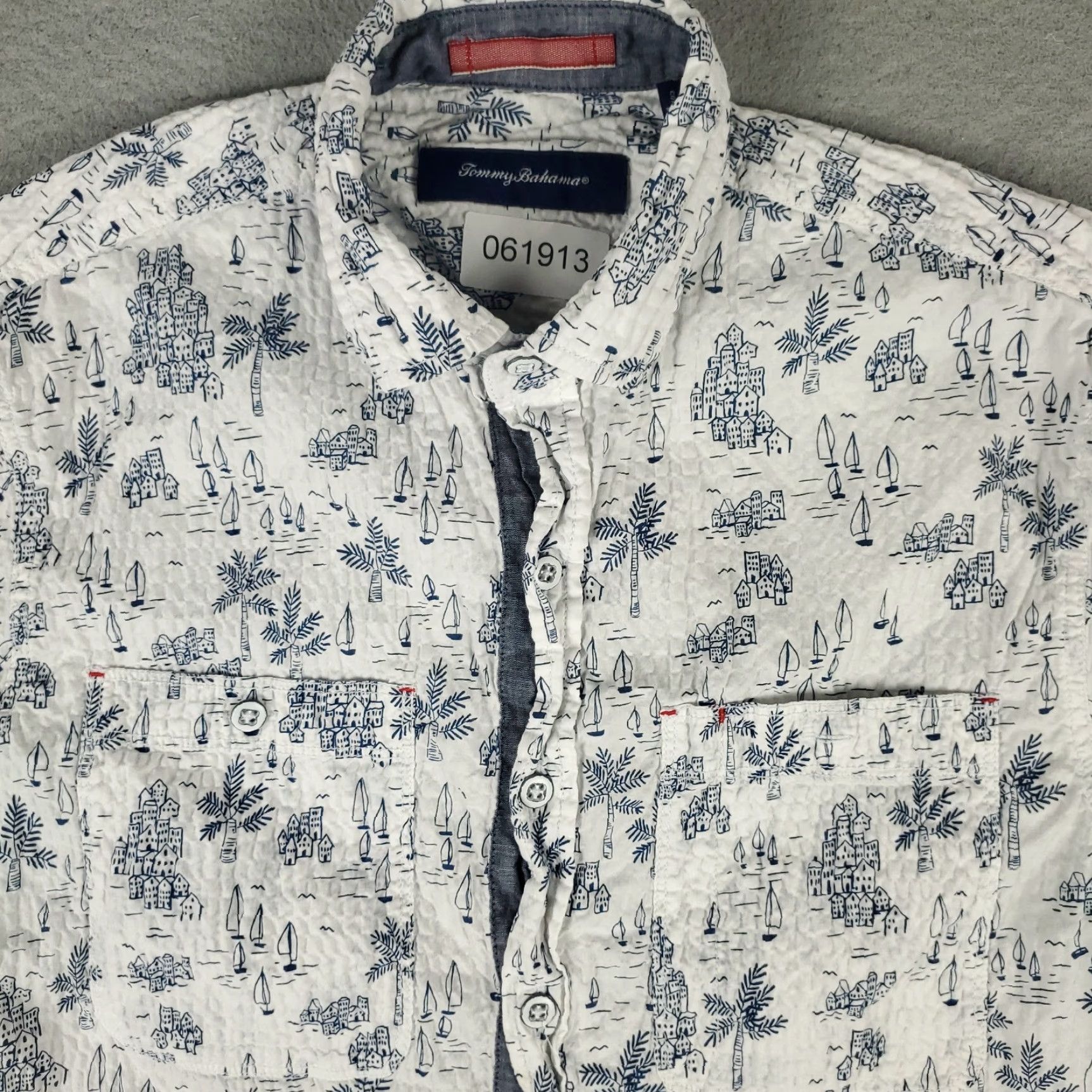 Tommy Bahama Tommy Bahama Shirt Men's Small White Graphic Print Stretch Cotton Button-Up Short Sleeve Tropical Casual Size US S / EU 44-46 / 1 - 2 Thumbnail