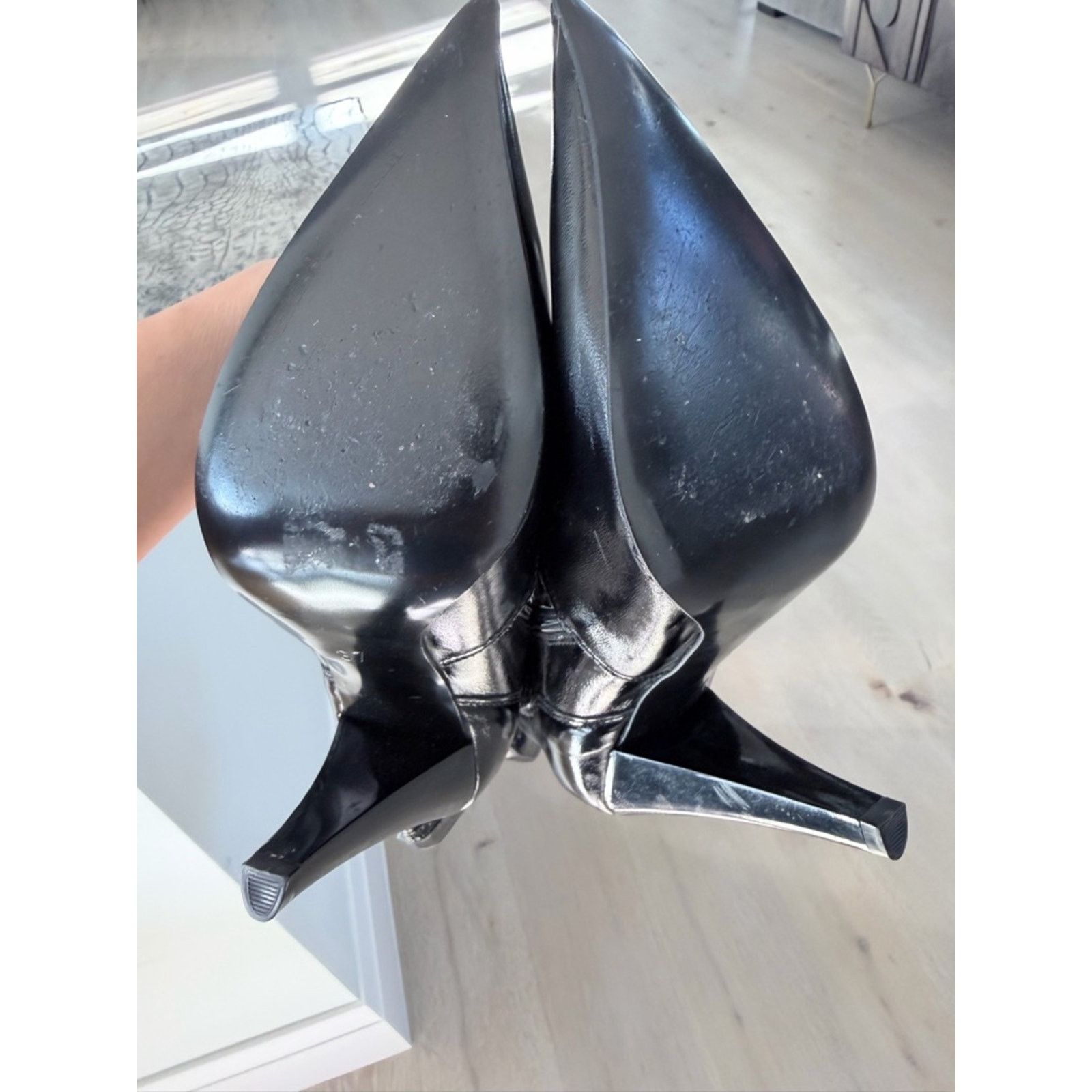 Other Black Mid-Calf Pointed Mesh Toe Heel Boots size 7 heel 4 in Size US 7 / IT 37 - 2 Thumbnail