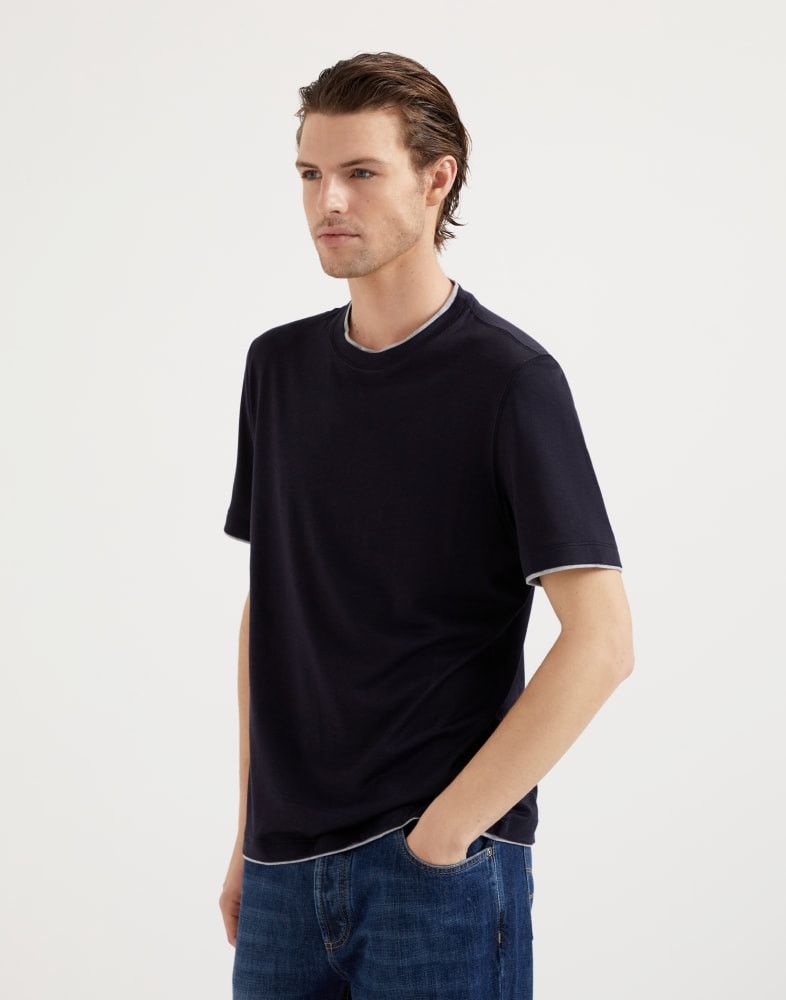 Brunello Cucinelli o1w1db10825 T-Shirt in Blue Size US M / EU 48-50 / 2 - 1 Thumbnail