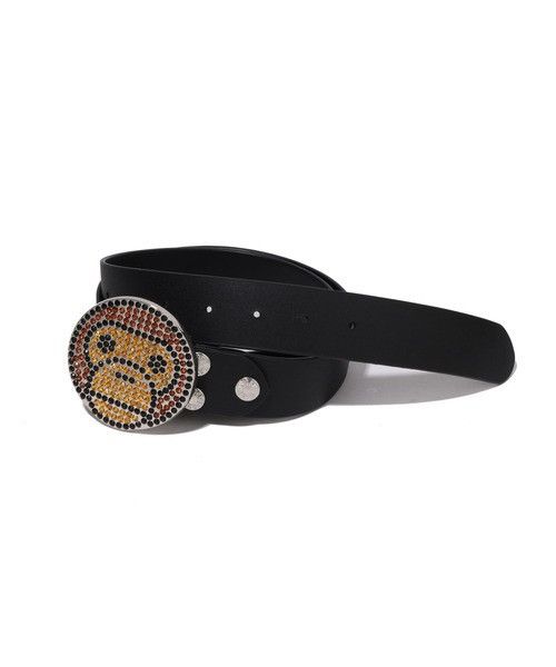 Bape Bape Milo RHINESTONE Cow Leather Belt Nigo Size ONE SIZE - 2 Thumbnail