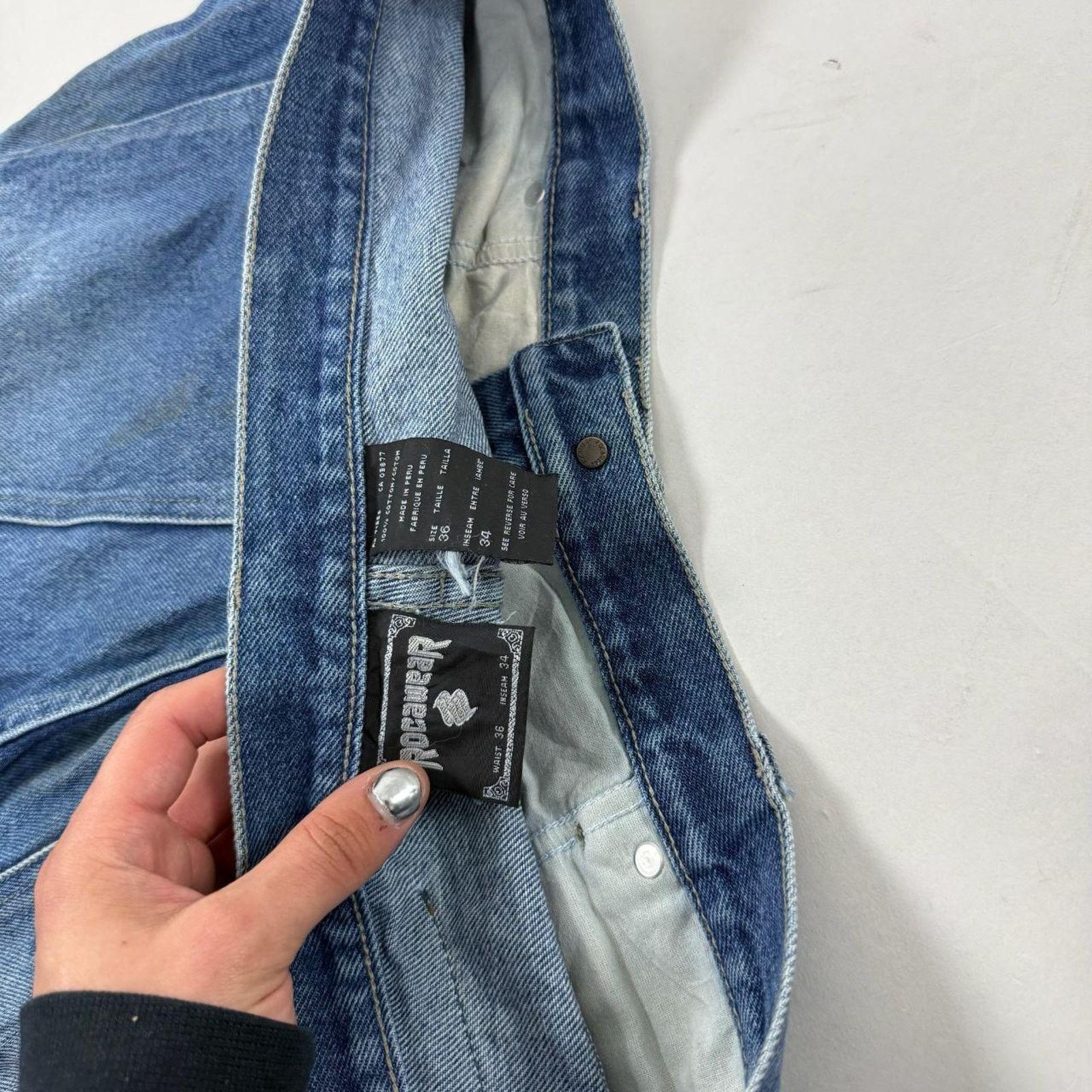 Diesel × Japanese Brand × Vintage Vintage y2k rocawear faded baggy wide leg embroidered jeans Size US 36 / EU 52 - 6 Thumbnail