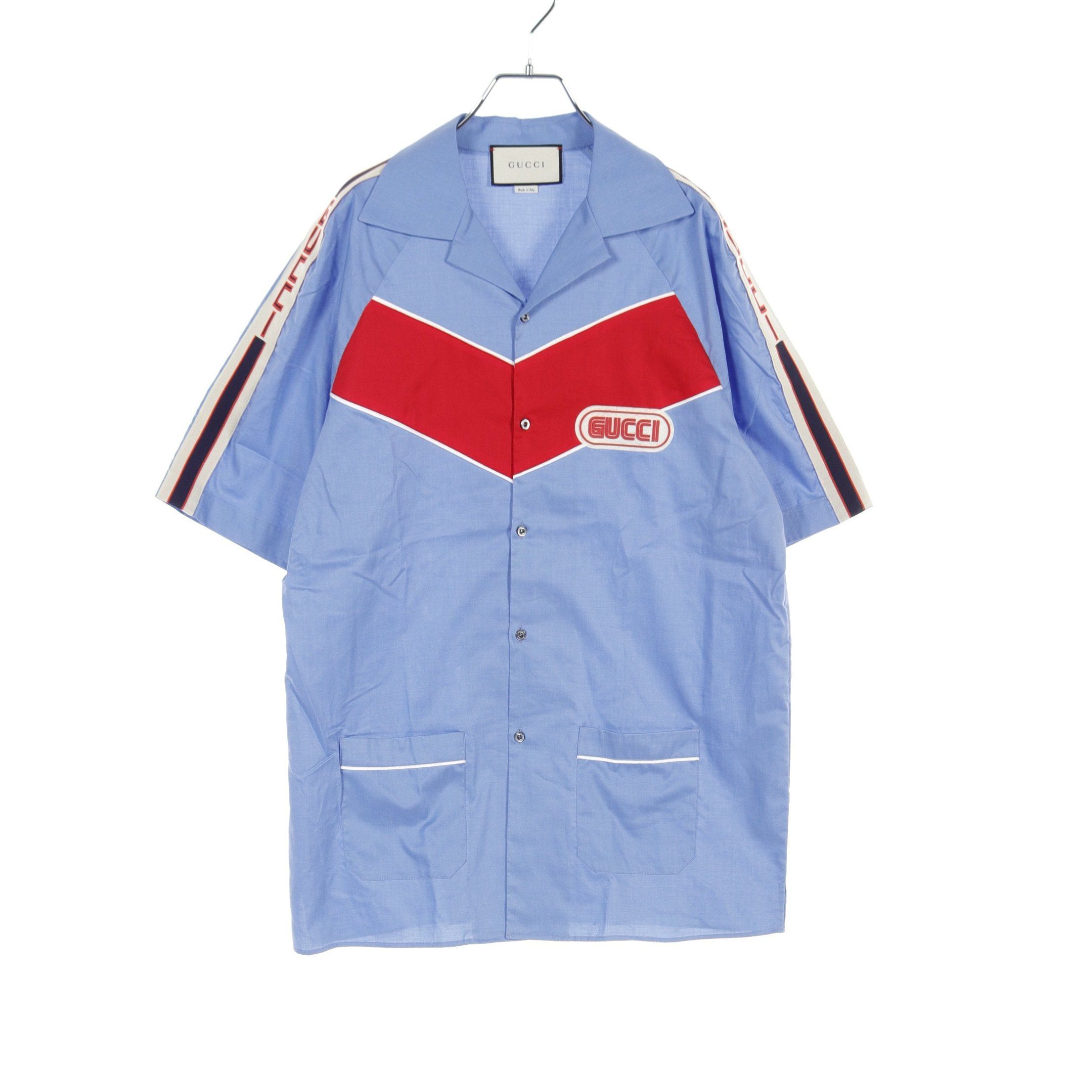 Gucci Gucci Bowling Shirt Cotton Light Blue Red Multicolor Size ONE SIZE - 1 Thumbnail