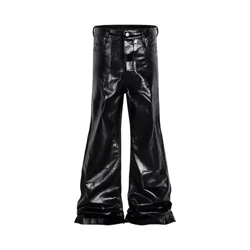 Japanese Brand Glossy Pu Leather Oversized Flared Jeans Size US 32 / EU 48 - 4 Thumbnail