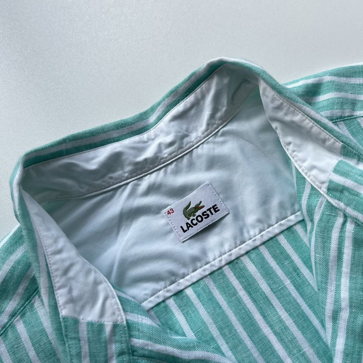 Lacoste × Vintage Lacoste Linen Flax Stripe Pocket Shirt Mint/White Size US XL / EU 56 / 4 - 9 Thumbnail