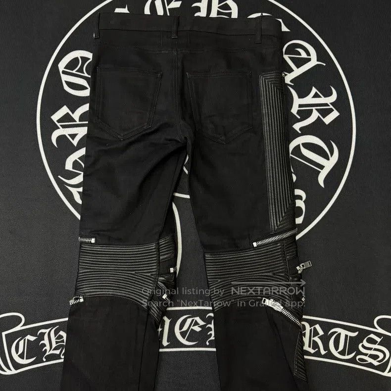 Saint Laurent Paris Saint Laurent Paris Patchwork Leather Biker Pants with Zip Size US 29 - 3 Thumbnail