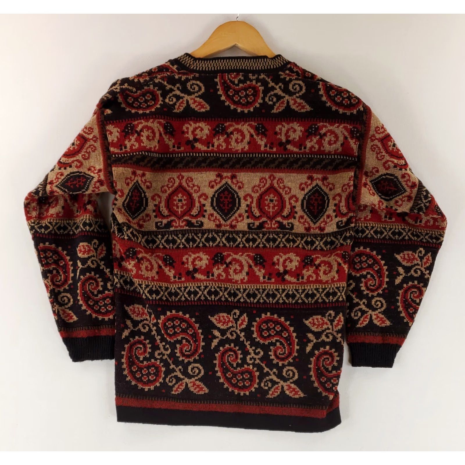 Pendleton VINTAGE Pendleton Cardigan Sweater Patterned Black Red Brown Womens S Cardigan Size S Womens Black Knit Hole bottom, see pics Size S / US 4 / IT 40 - 4 Thumbnail