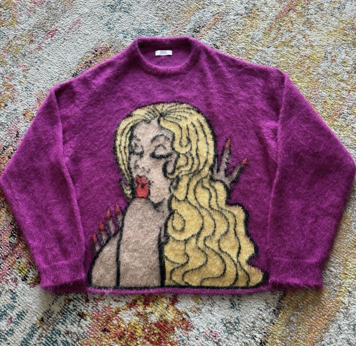 ERL ERL Pink Gradient Mohair Knit Crewneck Sweater | Grailed