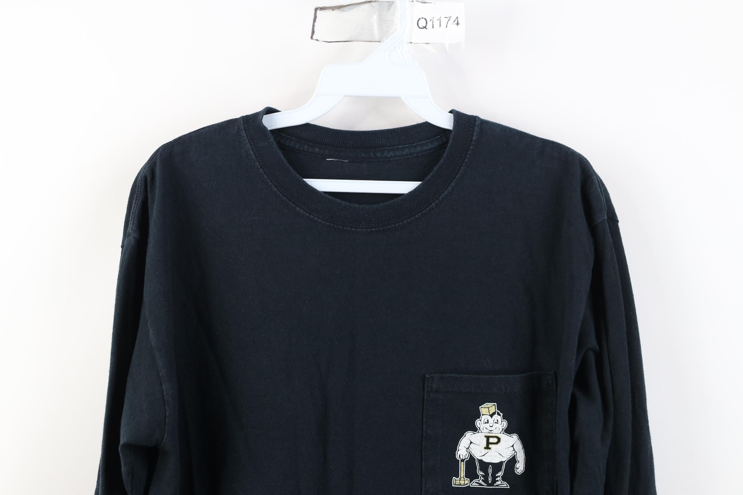 Vintage Vintage 90s Y2K Purdue University Long Sleeve T-Shirt Black Size US S / EU 44-46 / 1 - 2 Thumbnail