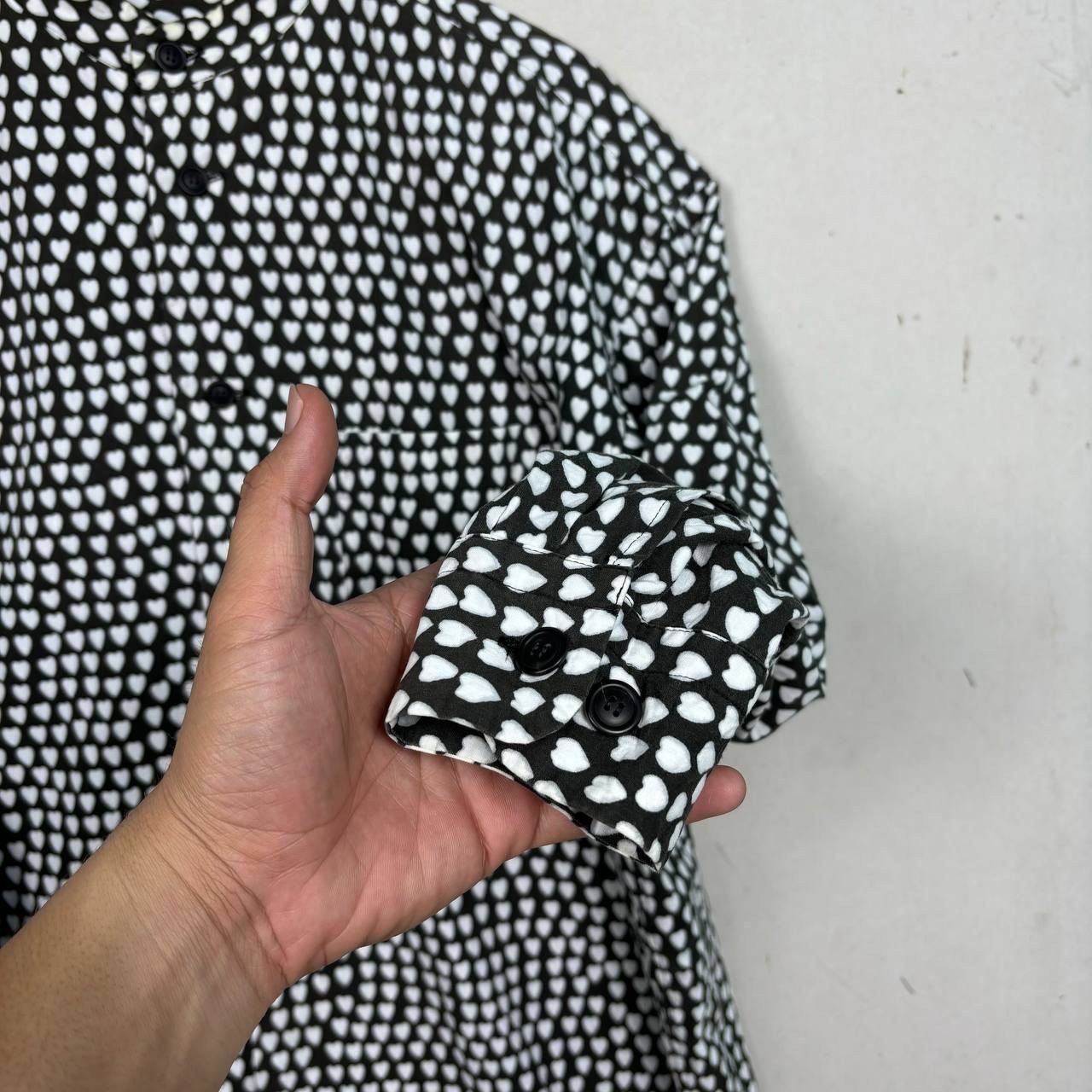 Issey Miyake Issey Miyake Archive Heart Print Band Collar Shirt Black M Size US M / EU 48-50 / 2 - 10 Thumbnail