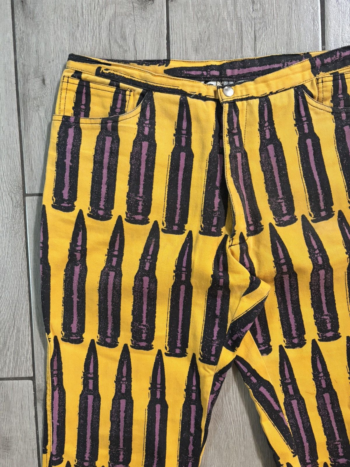 Stephen Sprouse Vintage FW88 Stephen Sprouse Bullet Print Denim Jeans Yellow Size US 34 / EU 50 - 2 Thumbnail