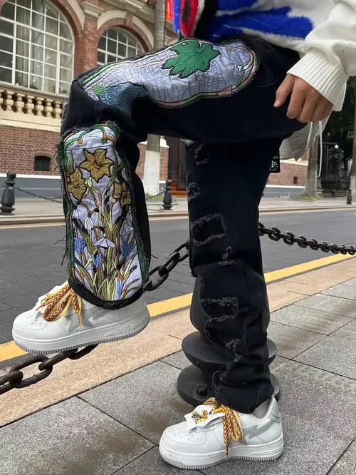Japanese Brand Y2K Harajuku Patch Grunge Hip Hop Jeans Trousers Size US 36 / EU 52 - 5 Thumbnail