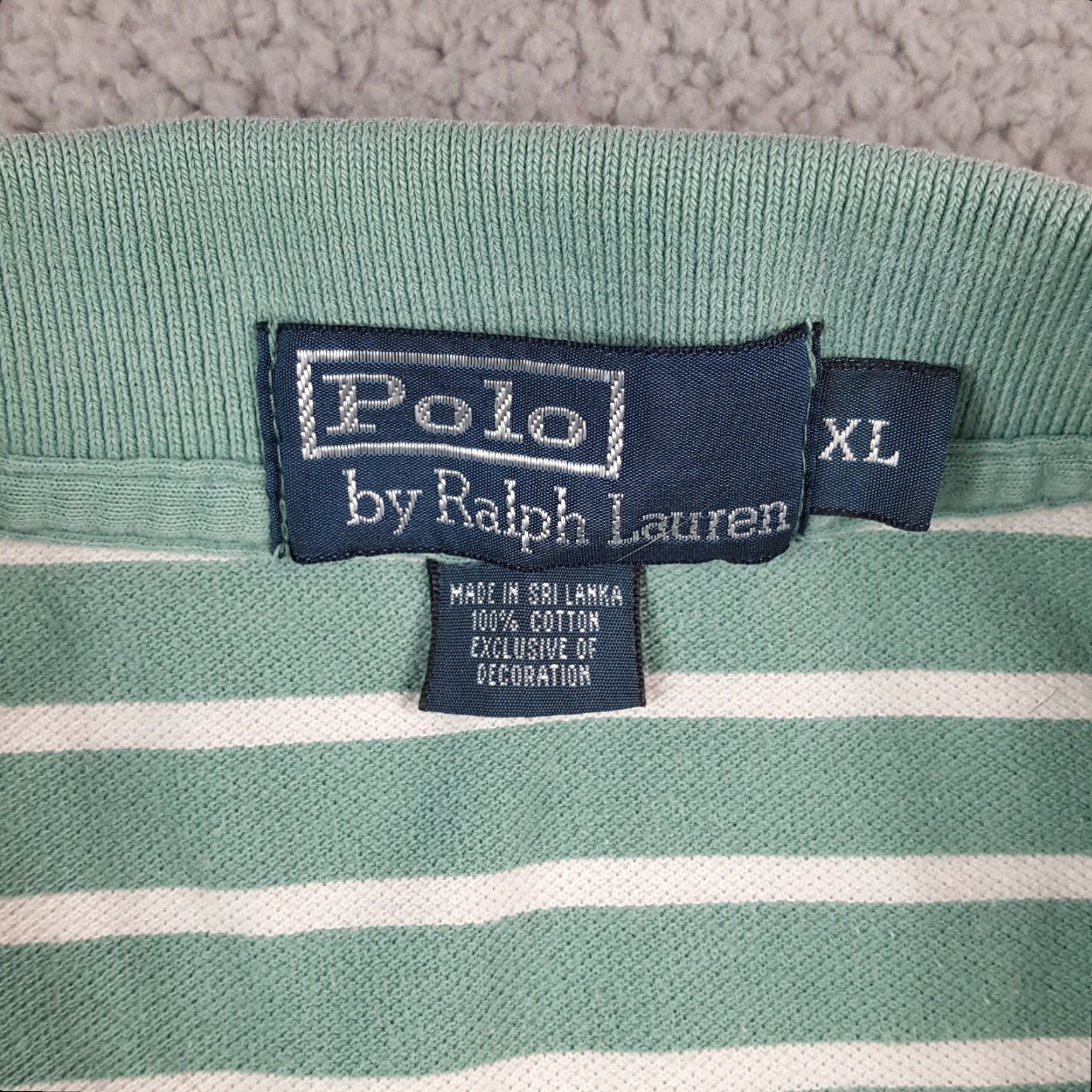 Ralph Lauren VINTAGE Ralph Lauren Striped Polo Shirt XL Seafoam Green Preppy Grunge Skate 90s Mens Size US XL / EU 56 / 4 - 7 Thumbnail