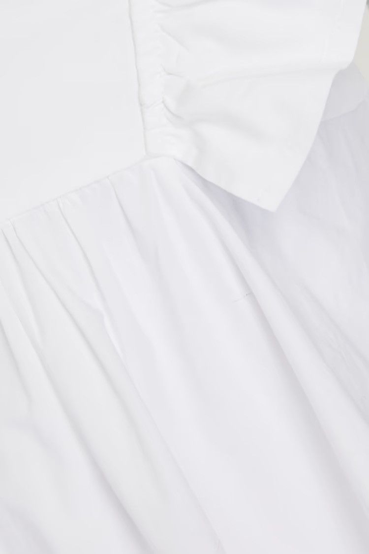 Ganni GANNI Ruffled 100% Organic Cotton Poplin Top White Size M / US 6-8 / IT 42-44 - 3 Thumbnail
