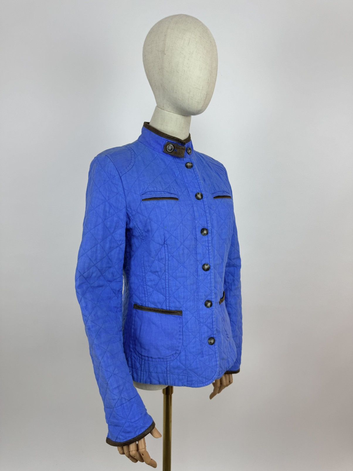Designer × Stephan Schneider SCHNEIDERS Linen Quilt Field Jacket Womens Preppy Style Size XS / US 0-2 / IT 36-38 - 3 Thumbnail