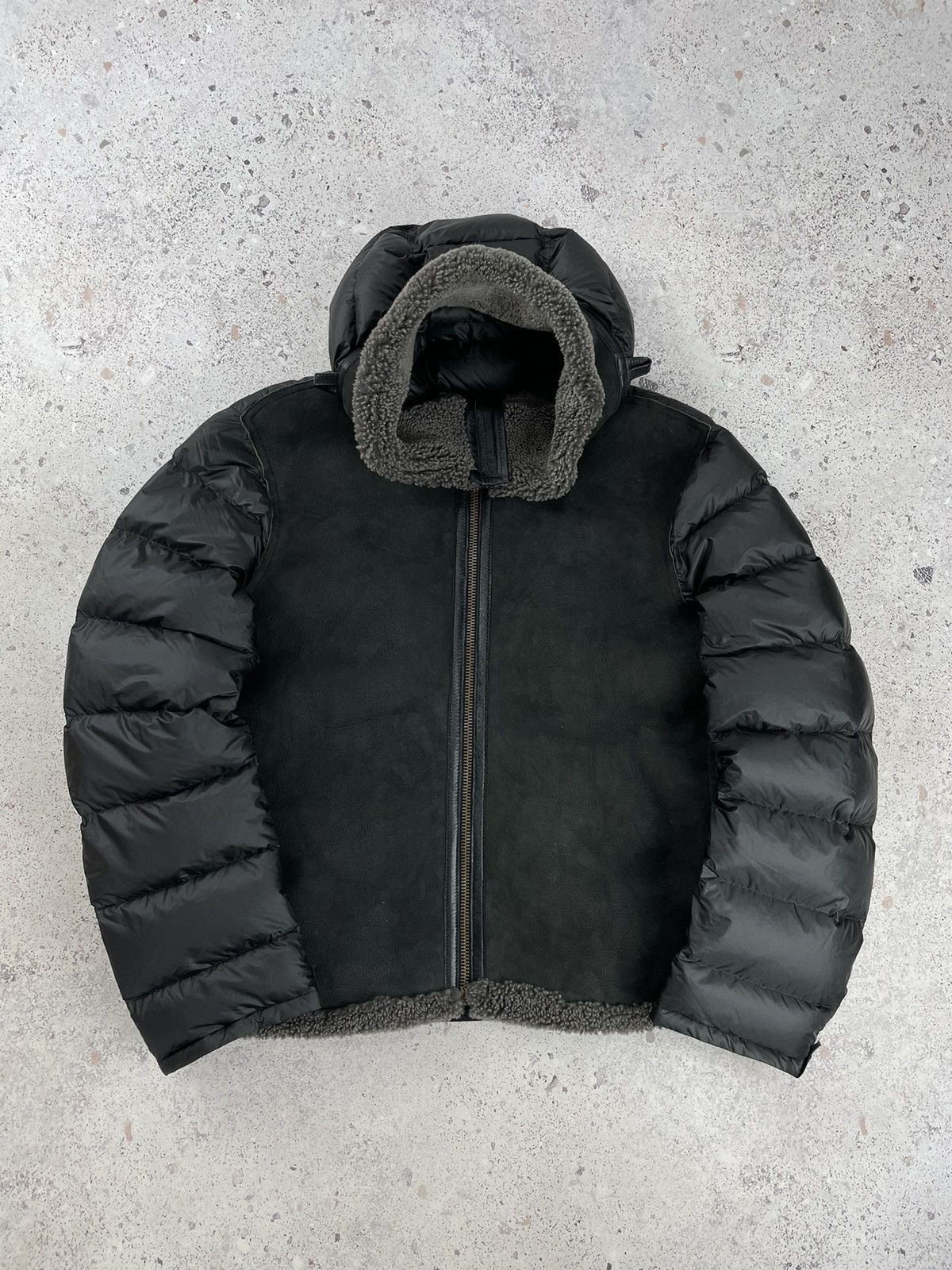 Image of Ten C Shearling Hooded Liner Size 56 in Black, Men's