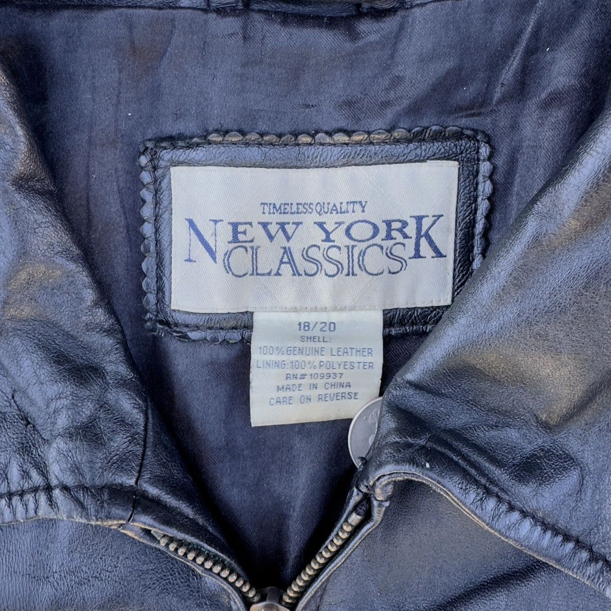 Other Vintage New York Classics Black Genuine Leather Zip-Up 18/20 Size US L / EU 52-54 / 3 - 4 Thumbnail