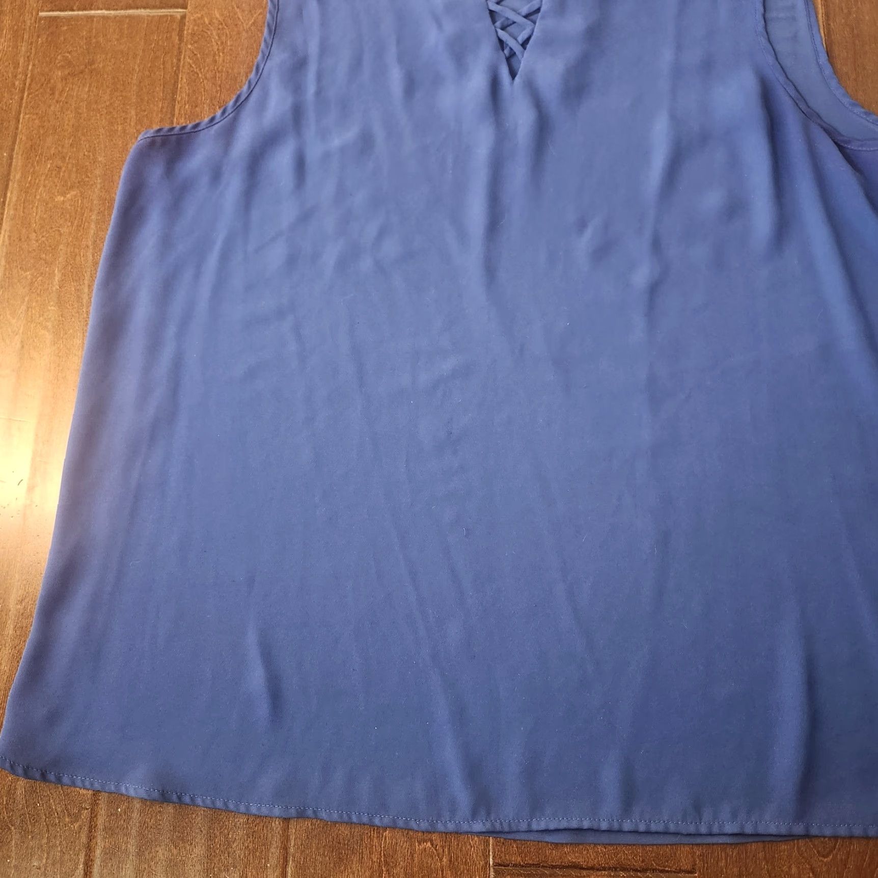 Avenue Avenue Blouse Sleeveless Lace Up Blue 18/20 Plus Size Women Size XXL / US 16-18 / IT 52-54 - 3 Thumbnail
