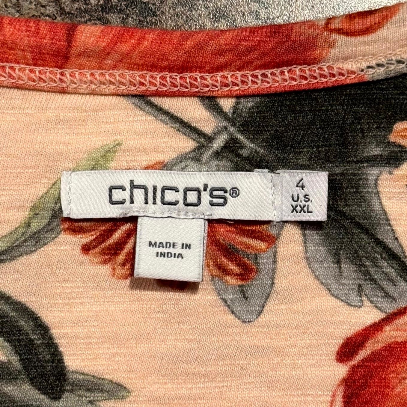 Chicos Chicos Garden Slub Top Floral Pink Boho 3/4 Sleeve 4 XXL 20 Size XXL / US 16-18 / IT 52-54 - 4 Thumbnail