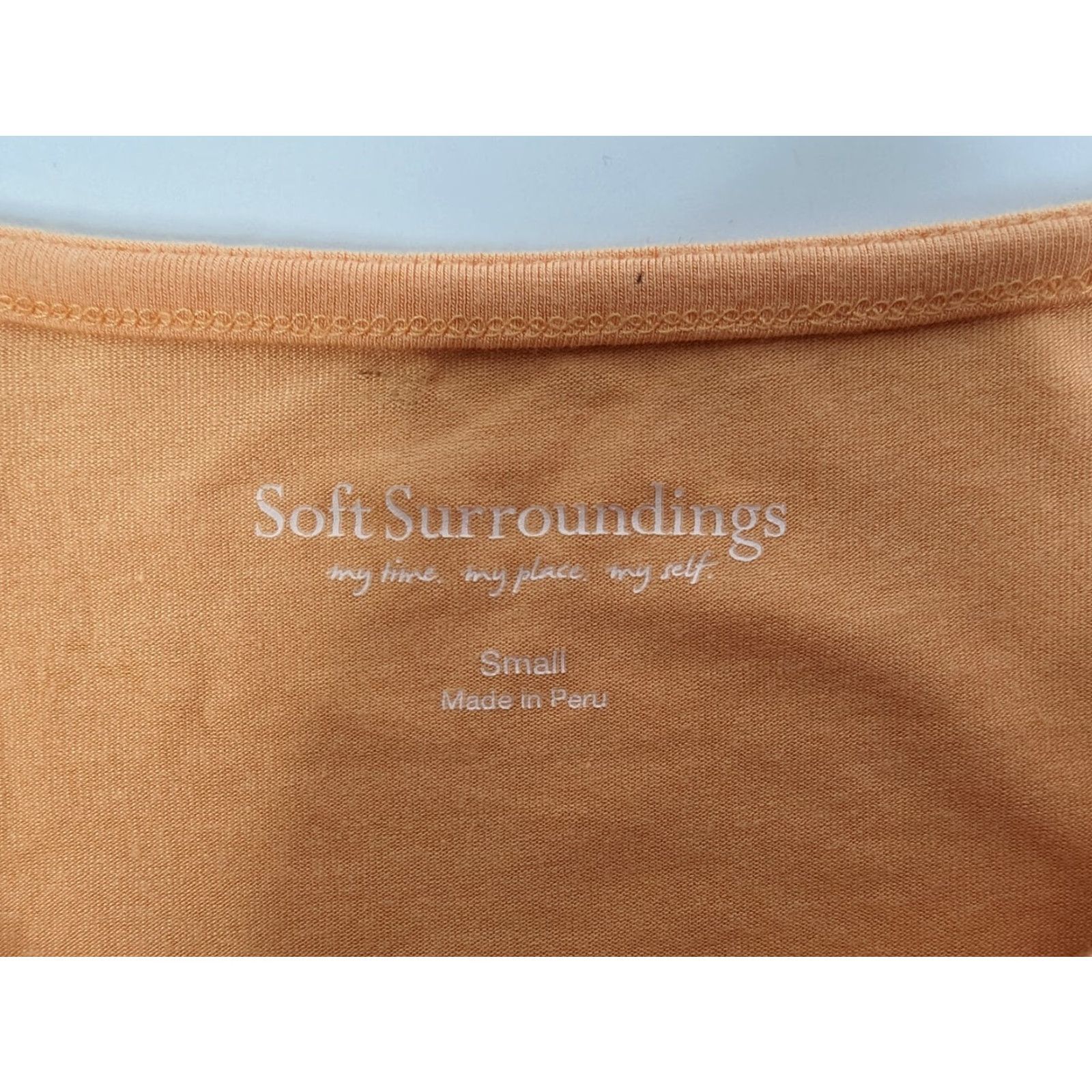 Soft Surroundings Soft Surroundings Top Womens Small Orange Knit Peekaboo Sleeveless Tee Model Tank Jersey Modal Round Neck Casual Tunic Size S Size S / US 4 / IT 40 - 7 Thumbnail