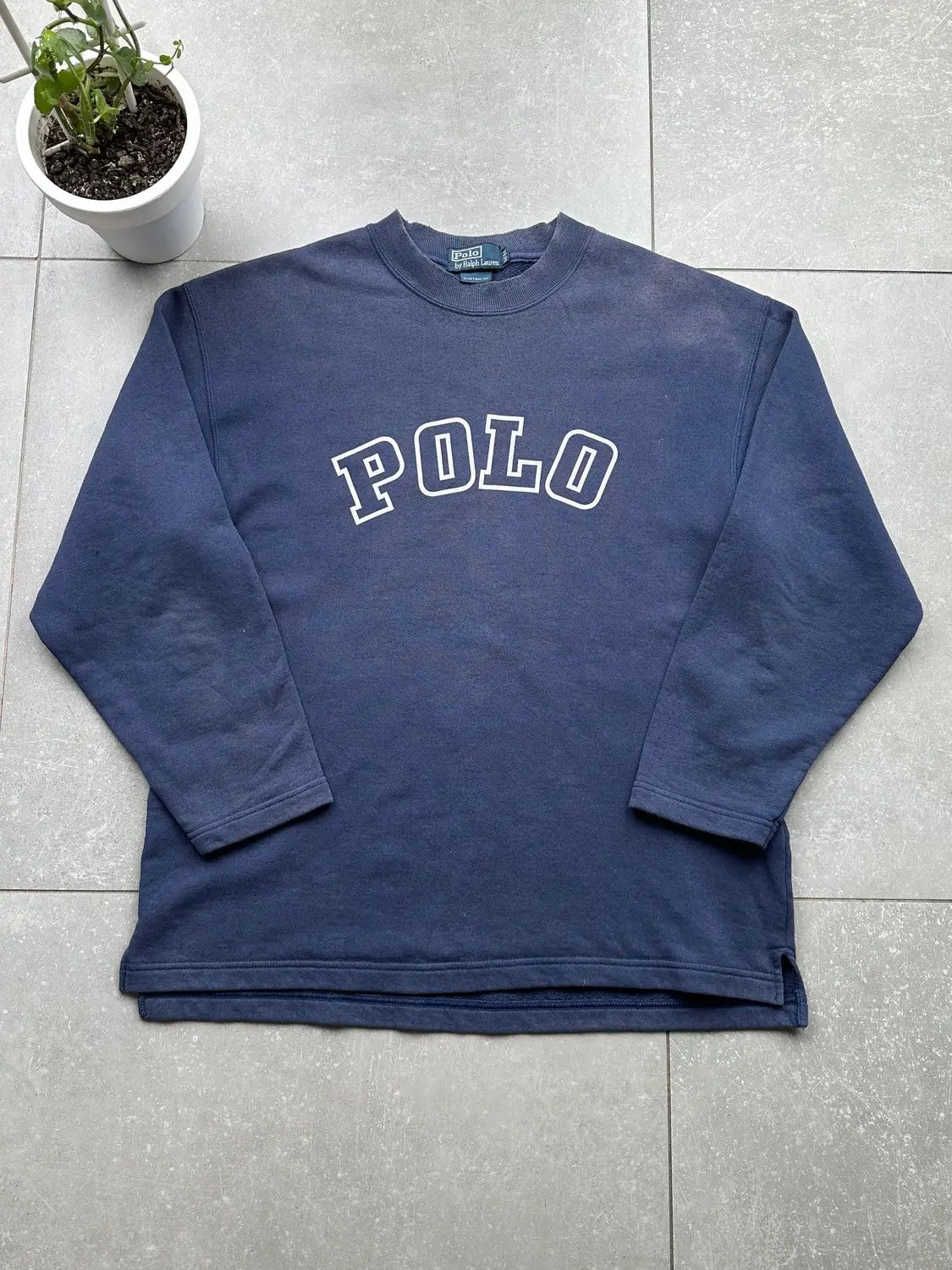 image of Polo Ralph Laurent Vintage Sun Faded Sweatshirts in Blue, Men's (Size Medium)