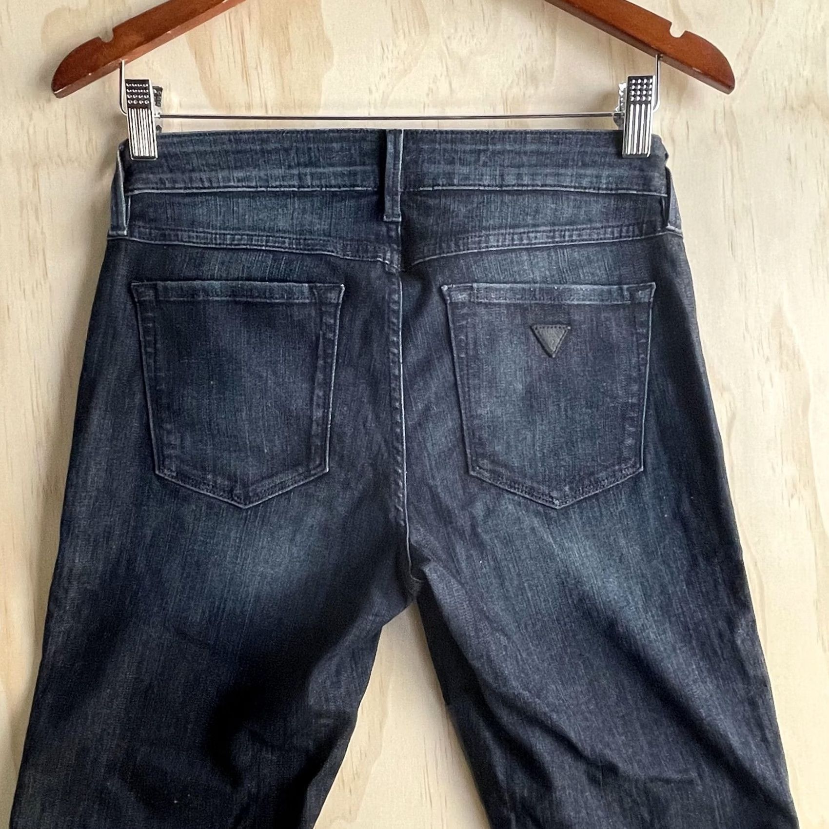 Guess GUESS Jeans Womens 27 Dark Wash Skinny Distressed Ankle Zip Leather Panel Denim Jeans Size 27" / US 4 / IT 40 - 7 Thumbnail