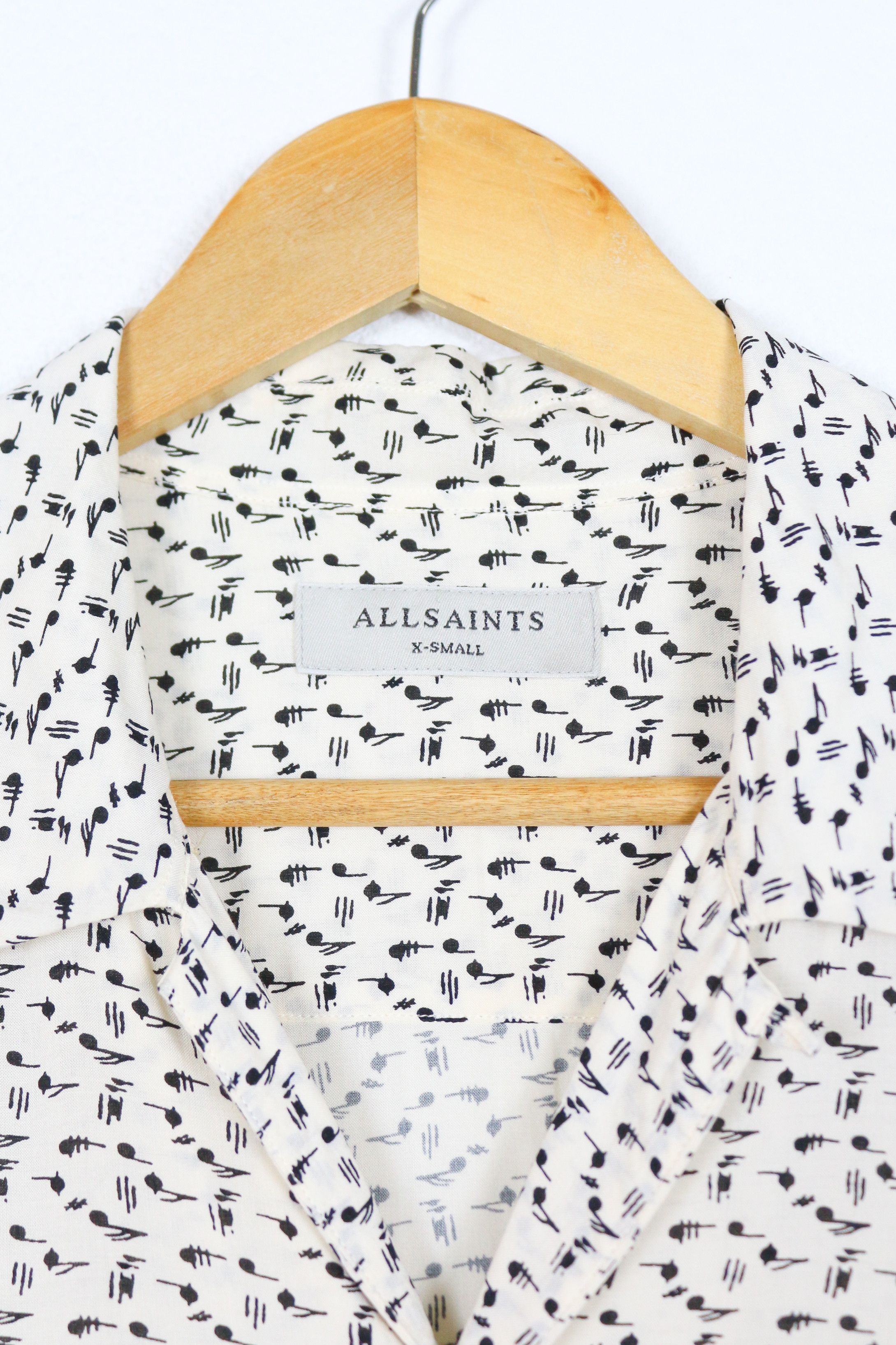 Allsaints Allsaints Notes Japanese Printed Viscose Open Collar Shirt Size US XS / EU 42 / 0 - 3 Thumbnail