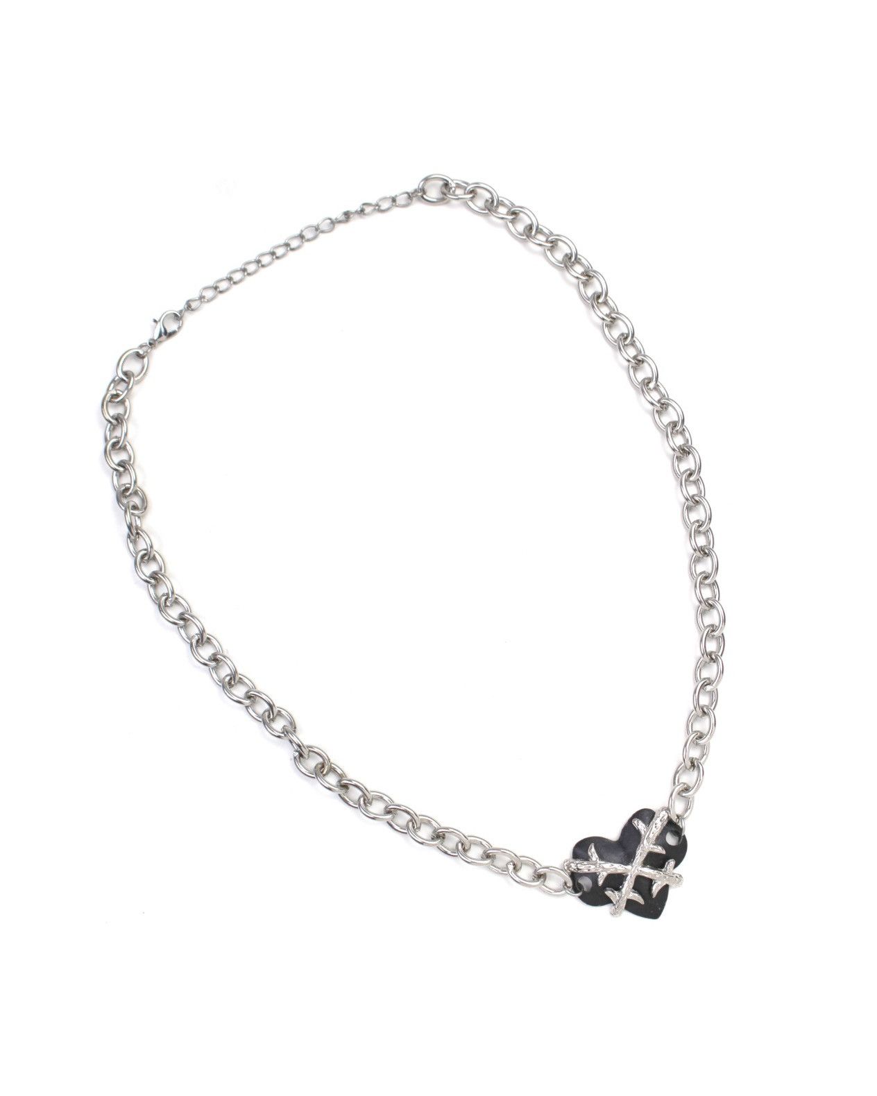 Vintage 2000S JAPANESE MADE CROSSED BLADES BLACK HEART NECKLACE Size ONE SIZE - 3 Thumbnail