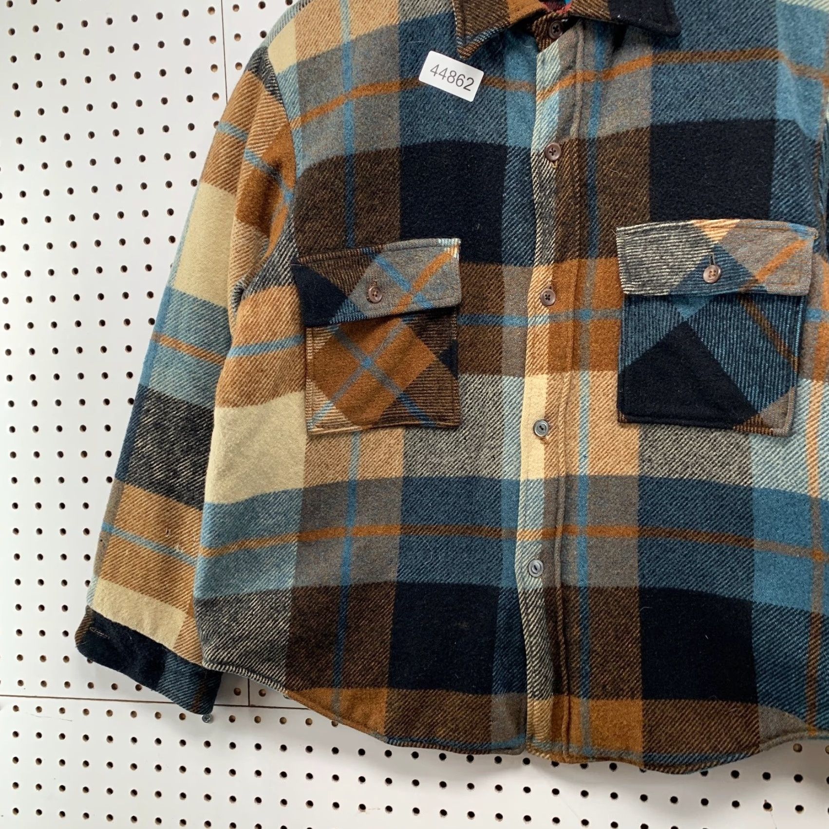 Vintage VINTAGE Sir Jac Button Jacket Mens L Plaid Wool Sherpa Lined 60s 50s Distressed Bomber Jacket Size US L / EU 52-54 / 3 - 3 Thumbnail