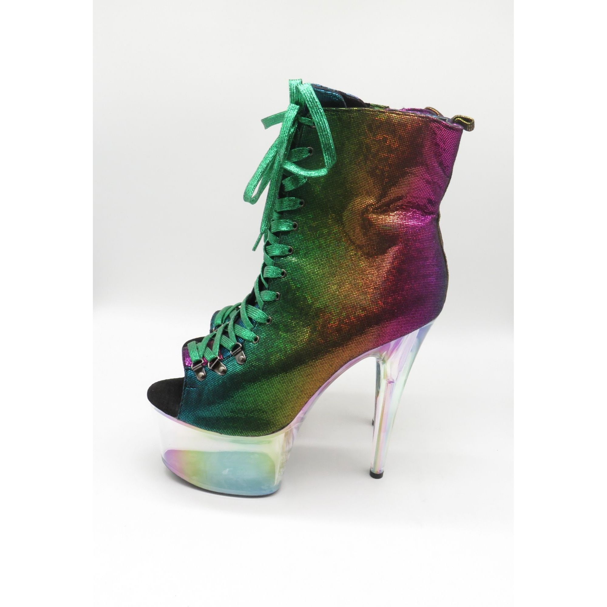 Other Ellie 7" Multicolor Lace-Up Platform Ankle Boots With Clear Size US 12 / IT 42 - 5 Thumbnail