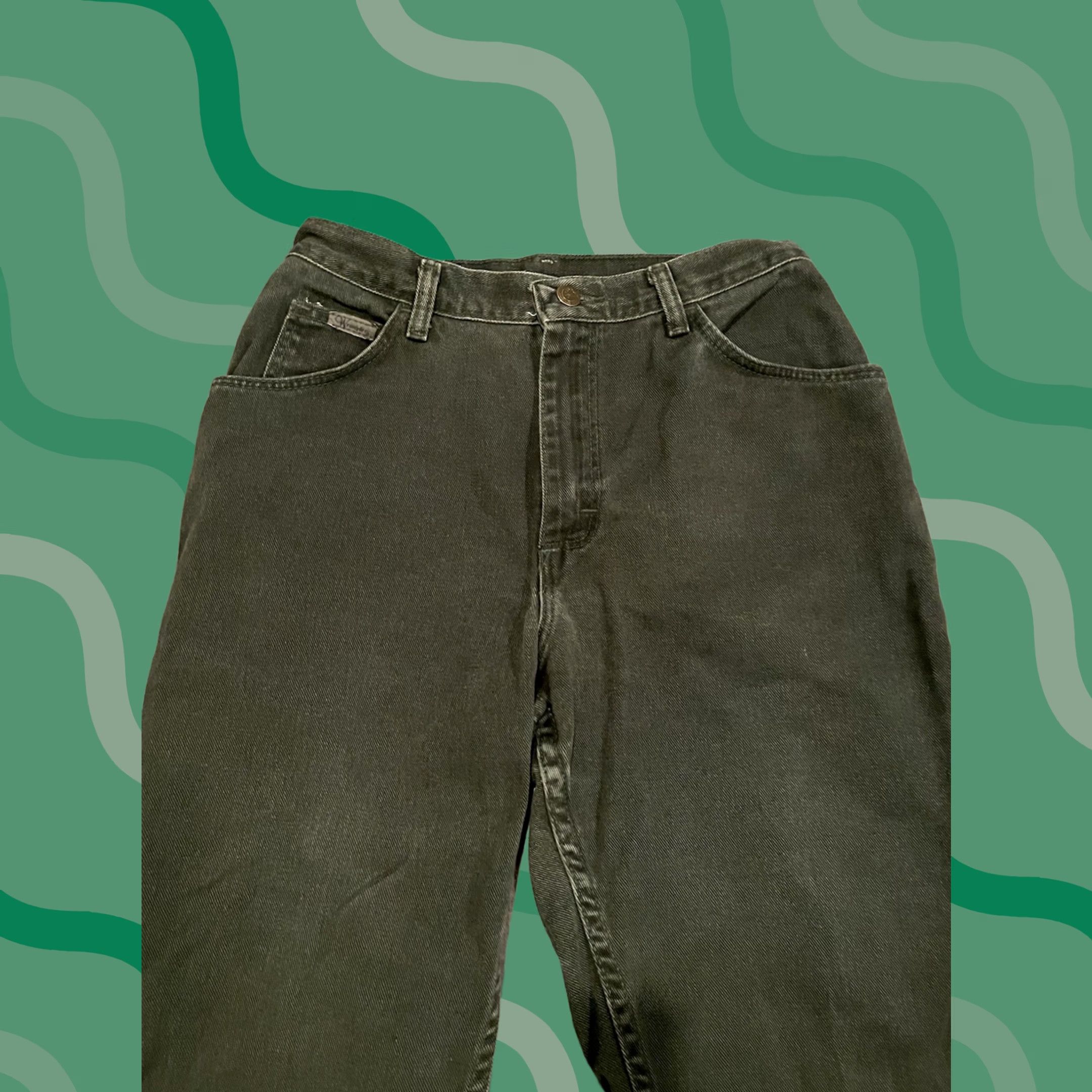 Wrangler VINTAGE Wrangler Jeans 28x30 Green High Waist Jeans Grunge Western 90s Mom Womens Jeans Size 28" / US 6 / IT 42 - 1 Thumbnail