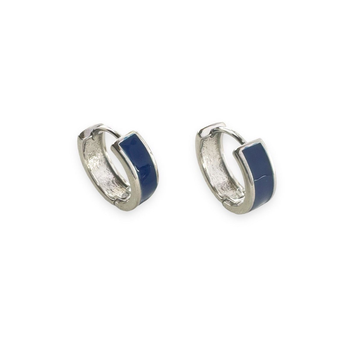 Designer Blue Stripes Small Hoop Earrings for Men Women Unisex Style Size ONE SIZE - 1 Thumbnail