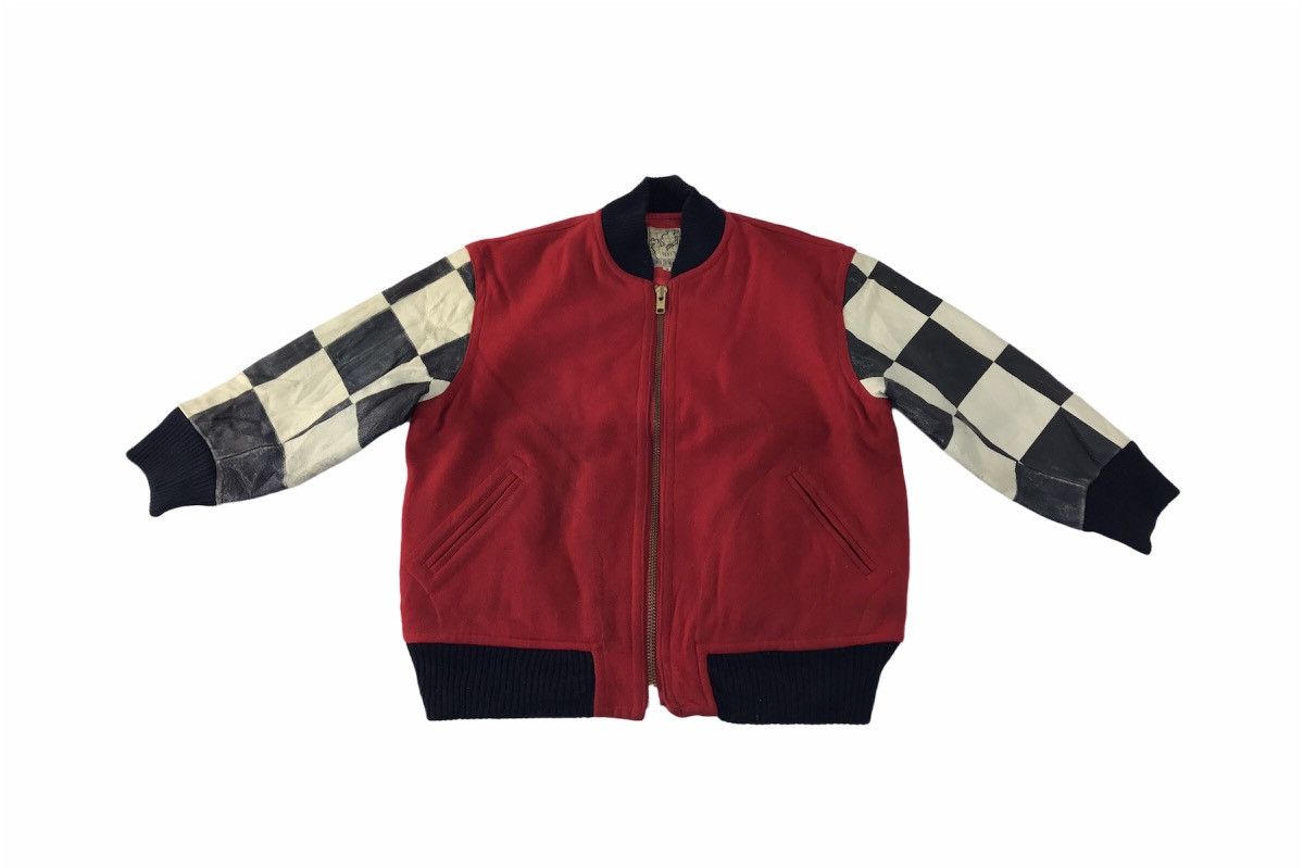 Junko Shimada Junko Shimada Part 2 Varsity Jacket Checked Leather Sleeve Size US L / EU 52-54 / 3 - 1 Thumbnail