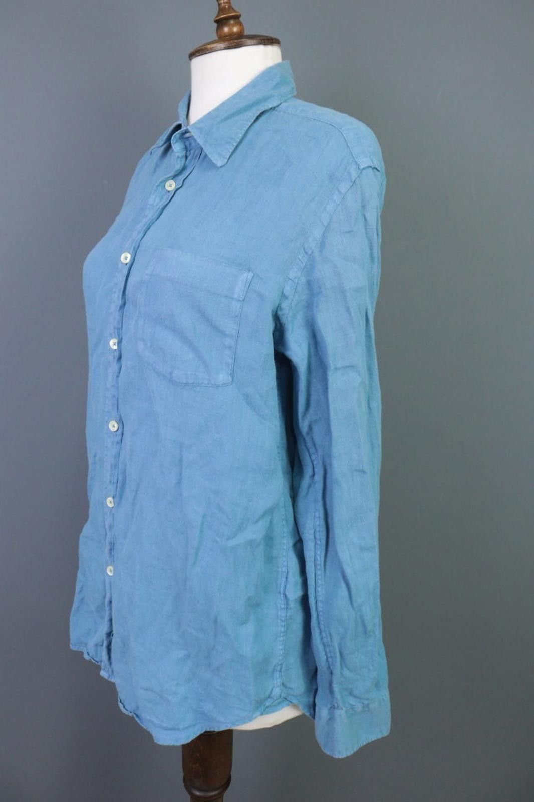 120% Lino 120% Lino Medium Fit Blue Linen Tunic Top Shirt Size M Size M / US 6-8 / IT 42-44 - 6 Thumbnail