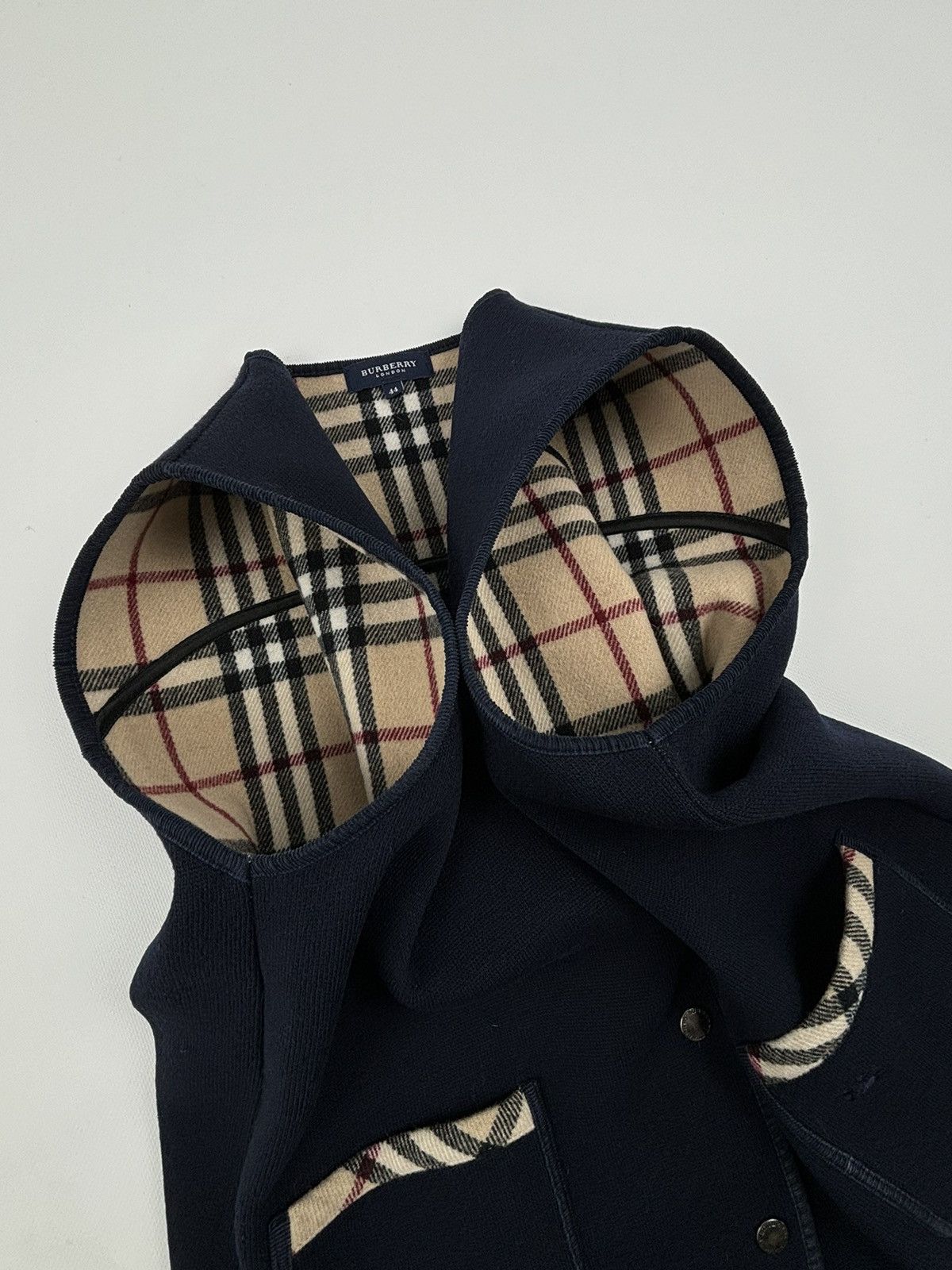 Burberry × Burberry Prorsum VTG 90s BURBERRY London "New Towey" Wool Nova Check Navy Vest Gilet Waistcoat 44 Size M / US 6-8 / IT 42-44 - 18 Thumbnail