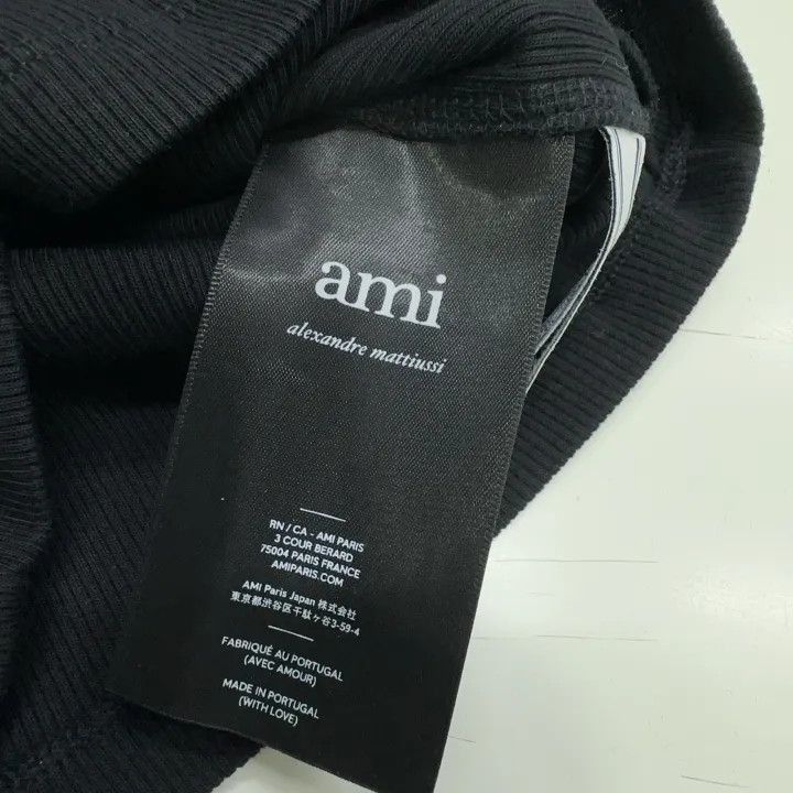 AMI AMIPARIS Women's Black Fitted Short Sleeve T-shirt -2507 Size M / US 6-8 / IT 42-44 - 4 Thumbnail