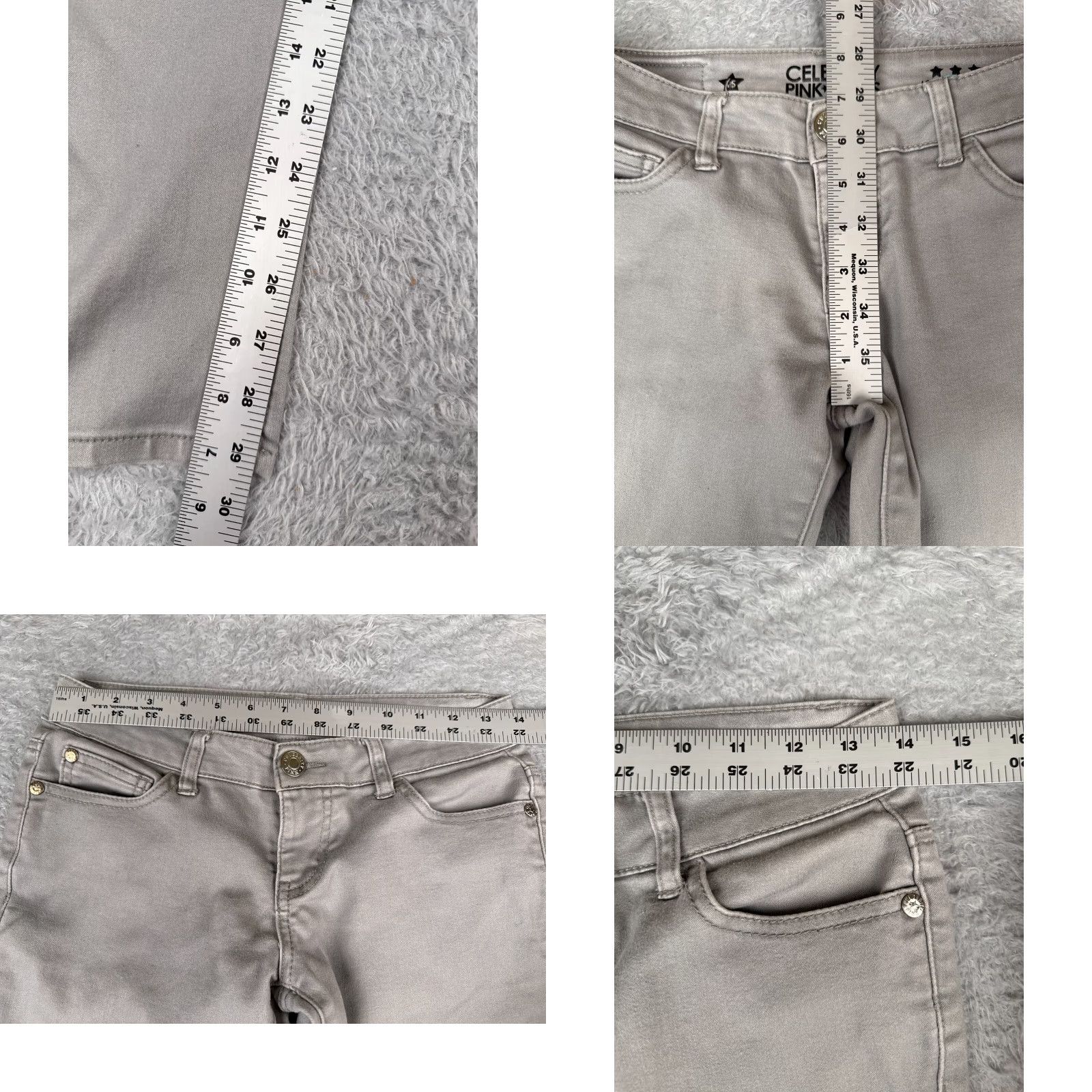 Vintage Celebrity Pink Jeans Junior 0 S Gray Denim Skinny Cotton Blend Low Rise 28x30 Womens Jeans Size 25" / US 0 / IT 36 - 8 Thumbnail