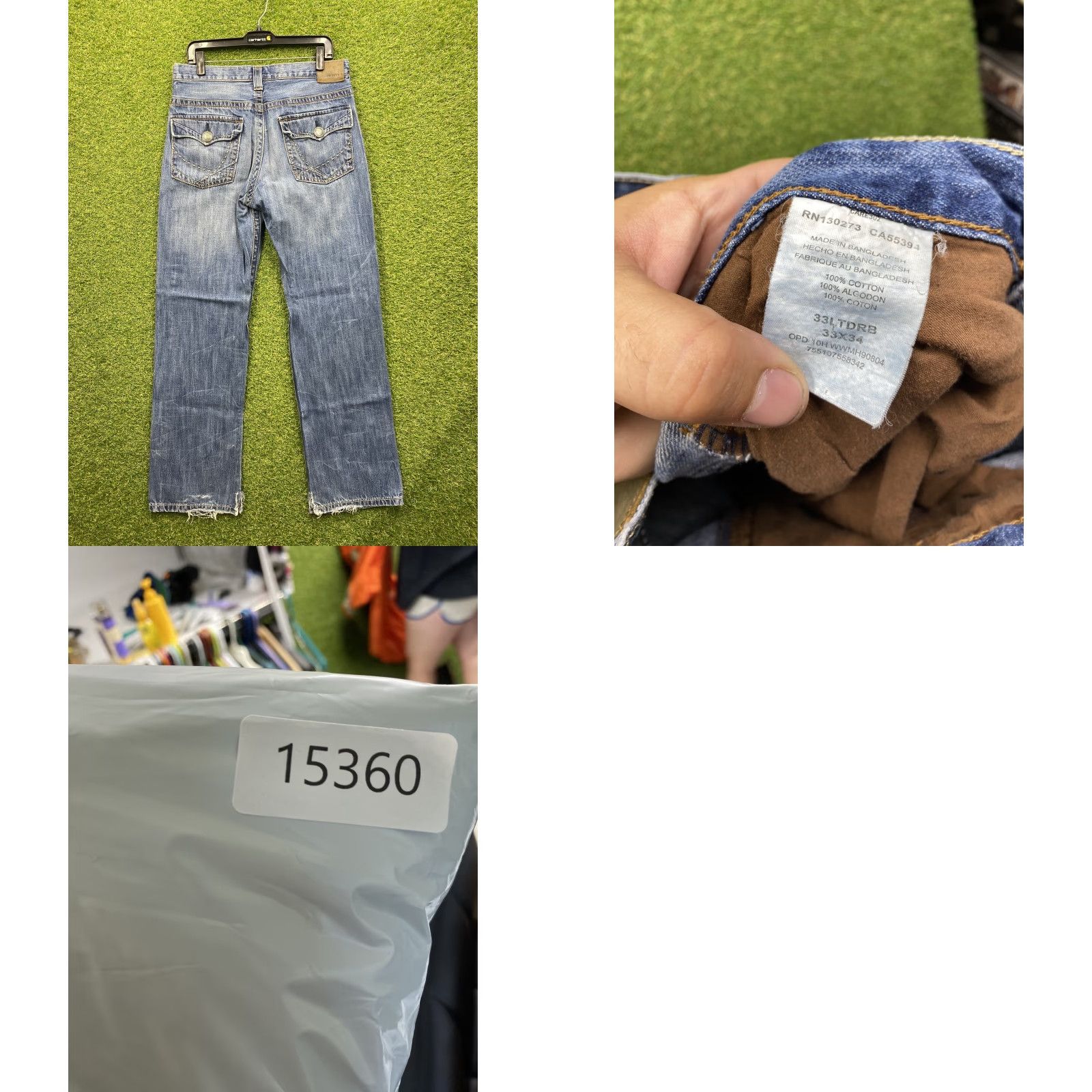 Denime Twenty X Jeans Mens Jeans 33x34 Blue Denim Straight Leg Distressed Western Style Pants Mens Size US 33 - 8 Thumbnail