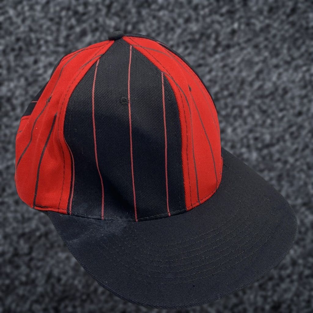Vintage VINTAGE KC Hat Cap Snap Back Mens One Size Black Red Pinstripe Twill Baseball Size ONE SIZE - 1 Thumbnail