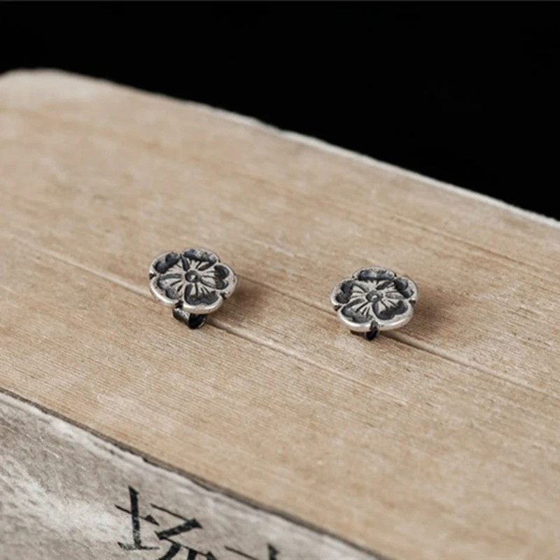 Jewelry Tiny Flower Stud Earrings 925 Sterling Silver Jewelry Gift Size ONE SIZE - 2 Thumbnail