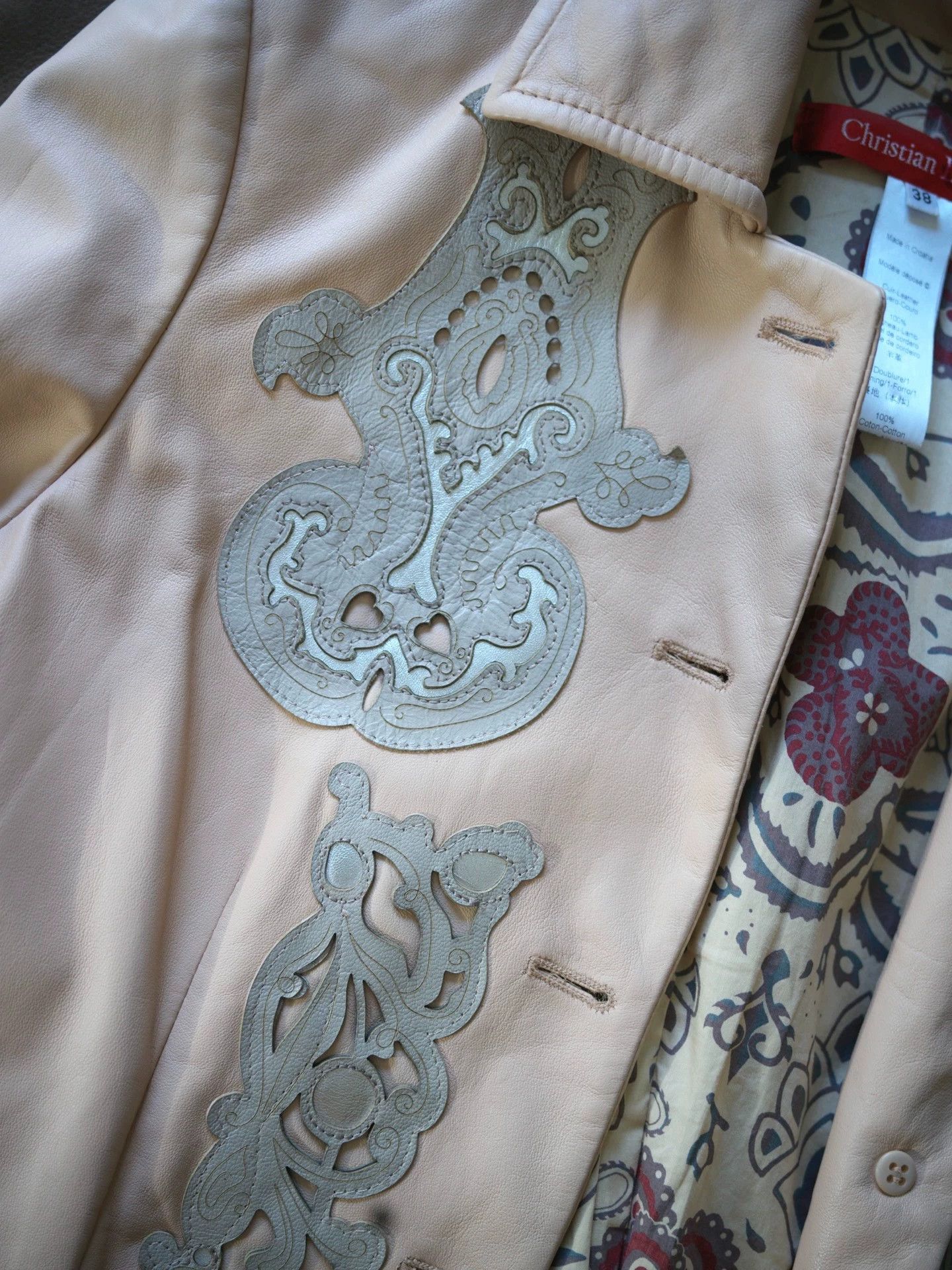 Christian Lacroix Christian Lacroix Vintage Leather Jacket Rubber Beige 38 Size XS / US 0-2 / IT 36-38 - 3 Thumbnail