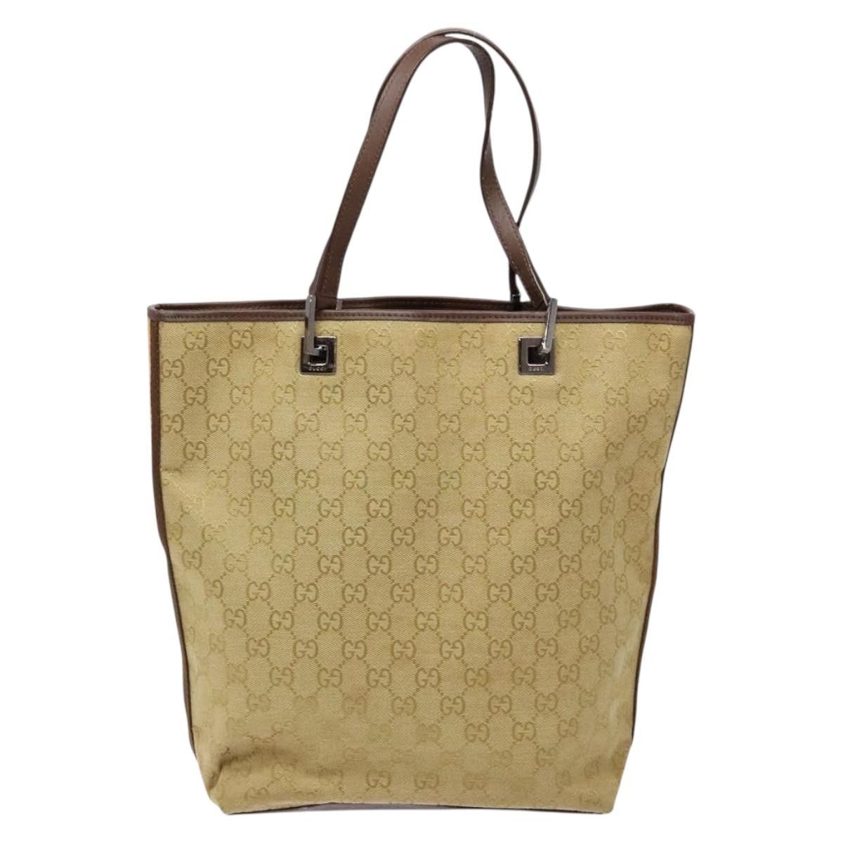 Gucci GUCCI GG Canvas Tote Bag Beige Brown Silver Size ONE SIZE - 2 Thumbnail