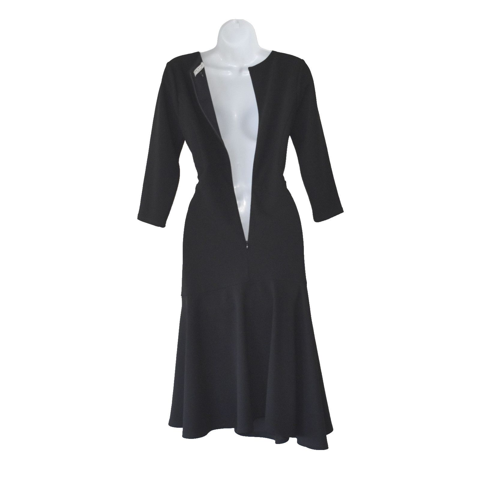 Halston Heritage HALSTON HERITAGE Black Asymmetrical Hem Midi Dress Size 4 Size S / US 4 / IT 40 - 5 Thumbnail