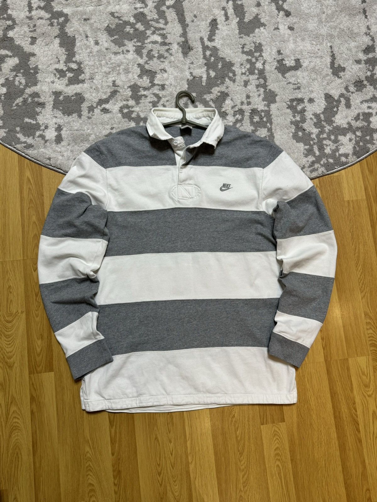 Nike × Vintage Vintage Nike Striped Rugby Shirt Jersey Logo y2k Longsleeve Size US L / EU 52-54 / 3 - 2 Thumbnail