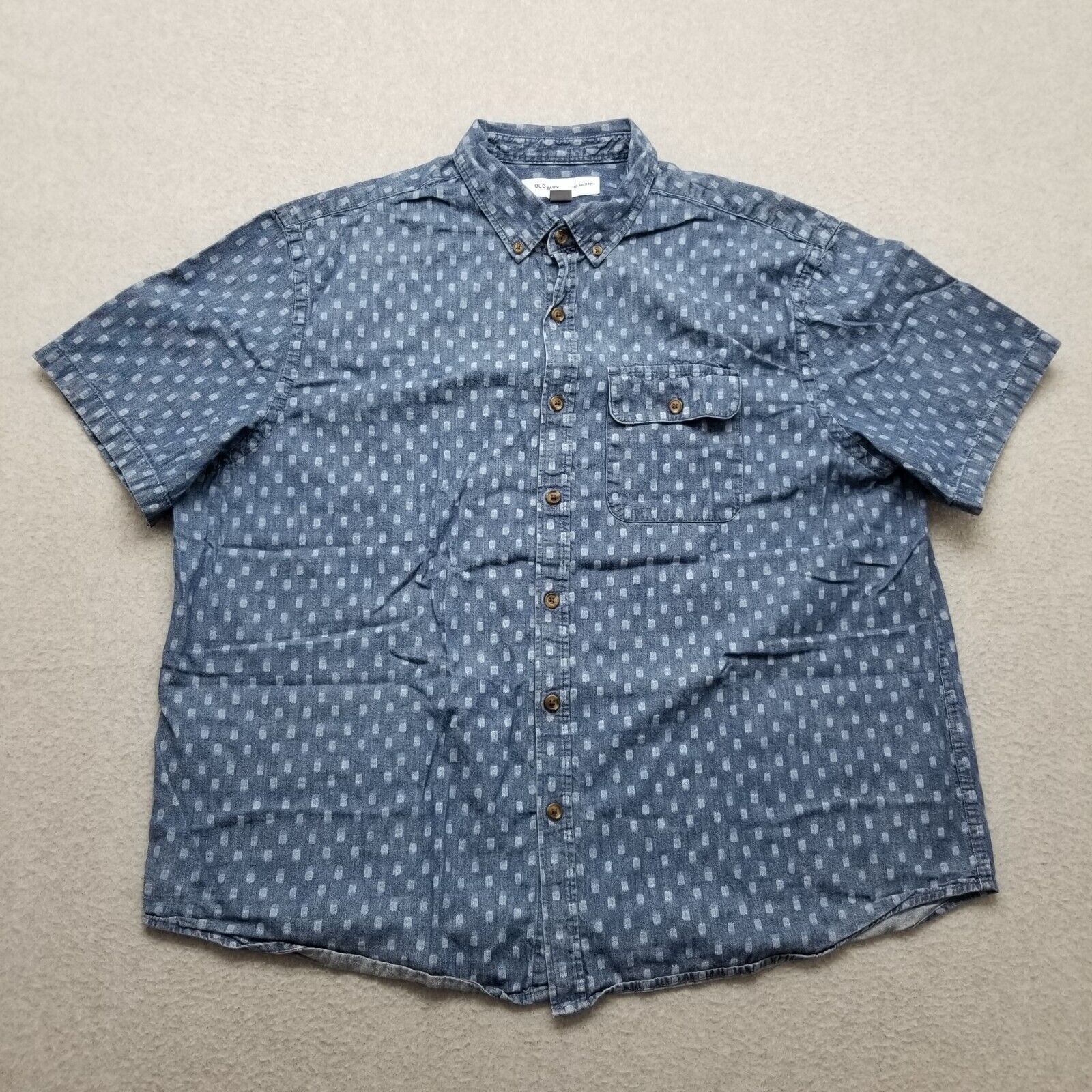 Old Navy Old Navy Shirt Mens 2XL Blue Button Up Short Sleeve Pocket Size US XXL / EU 58 / 5 - 1 Thumbnail